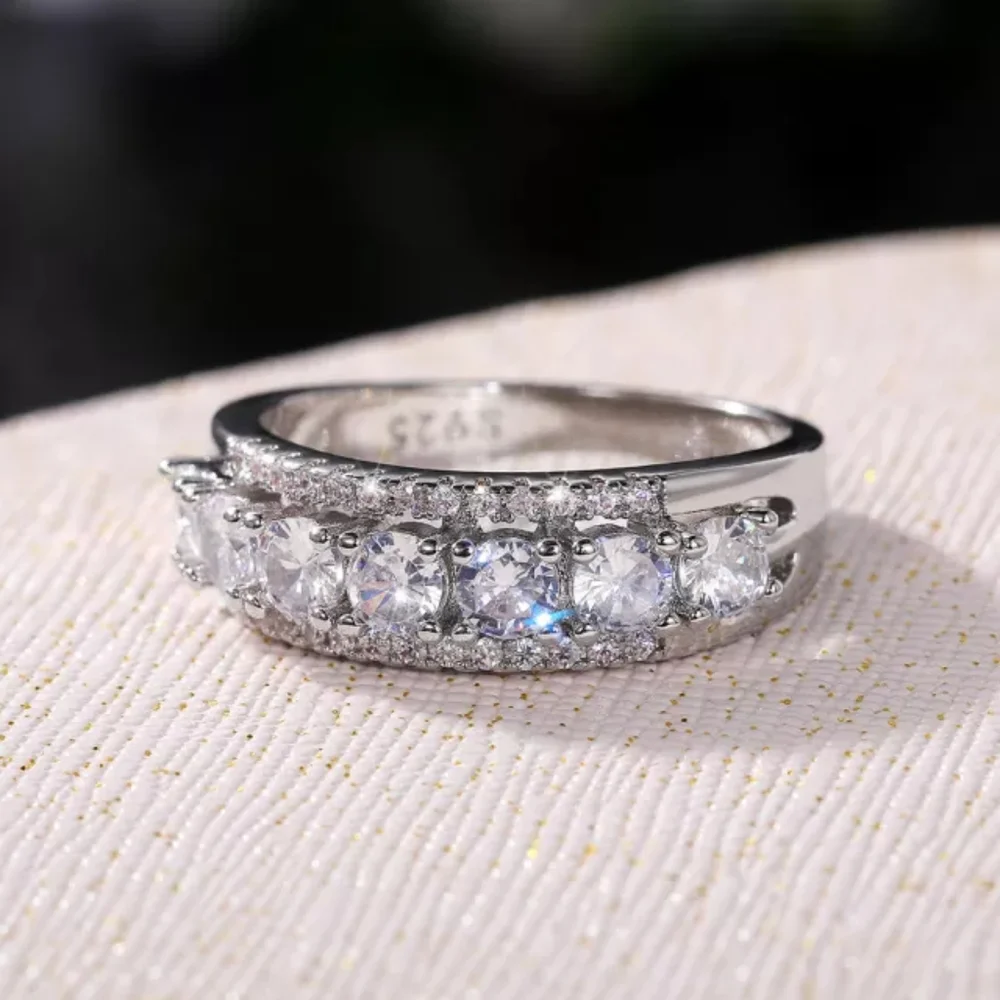 New 925 Eternity Engagement Zircon Ring
